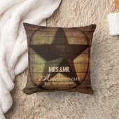 Rustiek hout Texas Star western bruiloft Mr en Mrs Kussen (Deken)