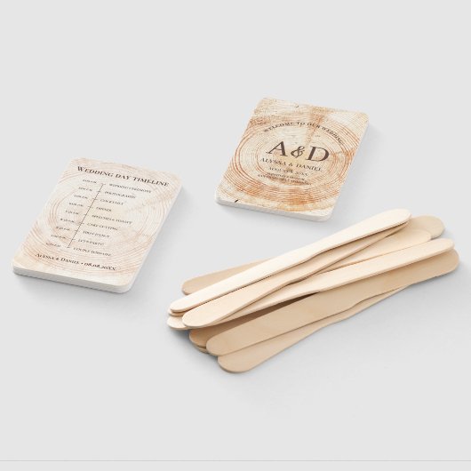 Rustiek Hout Trouwdag Tijdlijn Souvenir Handwaaier (Niet-gemonteerd)