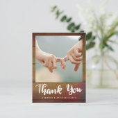 rustiek hout | Trouwfoto Dank u script Briefkaart (Staand voorkant)