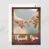 rustiek hout | Trouwfoto Dank u script Briefkaart (Voorkant / Achterkant)
