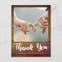 rustiek hout | Trouwfoto Dank u script Briefkaart