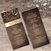 Rustiek Hout Trouwprogramma met String Lights Programmakaart
