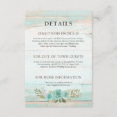 Rustiek hout Turquoise Bloemen Details / Routebesc Informatiekaartje (Voorkant)