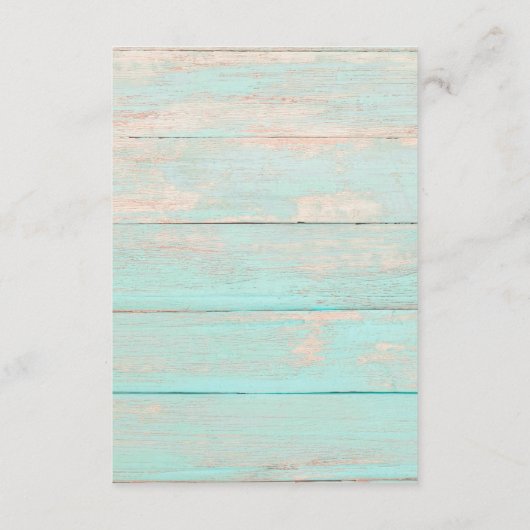 Rustiek hout Turquoise Bloemen Details / Routebesc Informatiekaartje (Achterkant)