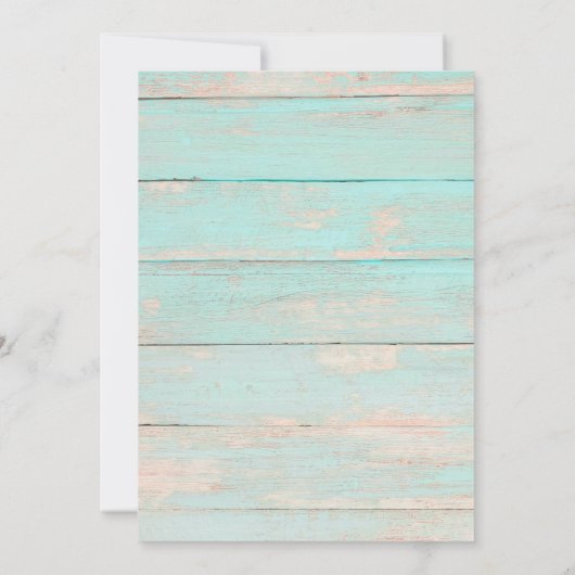 Rustiek hout turquoise bloemen verlovingsfeest kaart (Achterkant)