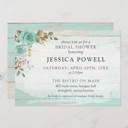 Rustiek hout turquoise bloemenhuisje Vrijgezellenf Kaart (Voorkant / Achterkant)