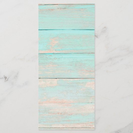 Rustiek hout turquoise bloemenland chique bruiloft programmakaart (Achterkant)