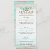 Rustiek hout turquoise bloemenland chique bruiloft programmakaart (Voorkant / Achterkant)