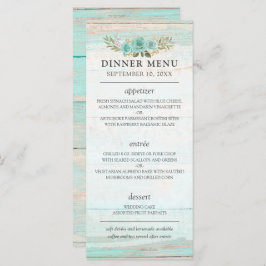 Rustiek hout turquoise bloemenland chique bruiloft programmakaart