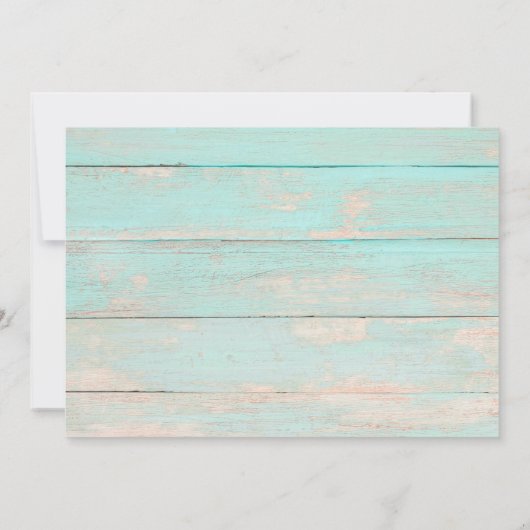 Rustiek hout turquoise bloemenpaar bruiloft douche kaart (Achterkant)