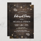 Rustiek hout Twinkle & Licht repetitie diner Kaart (Voorkant / Achterkant)