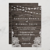 Rustiek Hout Uitnodiging voor Huwelijken met Strin (Voorkant / Achterkant)