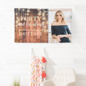 Rustiek Hout Veertig Fabulous Foto Verjaardag Spandoek (Insitu)