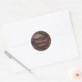 Rustiek hout + verlichting Toekomstig Mr en Mrs Ad Ronde Sticker (Envelop)
