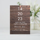 Rustiek hout verweerd gelukkig ooit na vet save the date (Staand voorkant)