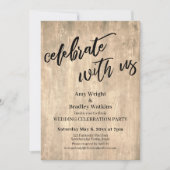 Rustiek Hout Vier Ons Huwelijksfeest Met Ons Kaart (Voorkant)