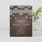 Rustiek hout & vintage kant & lichten elegant kaart (Staand voorkant)