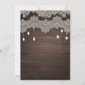 Rustiek hout & vintage kant & lichten elegant kaart (Achterkant)