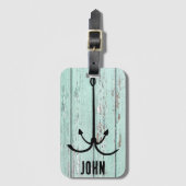 Rustiek hout & vis haak, Visser esthetiek Bagagelabel (Voorkant (verticaal))