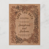 Rustiek Hout  Vogelbloem Foto Bruiloft Aankondigingskaart (Voorkant)