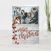 Rustiek hout Vrolijk Kerstfeest 6 foto gevouwen Feestdagen Kaart (Voorkant)