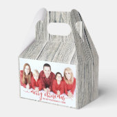 Rustiek Hout Vrolijk Kerstmis Foto Favor Box Gable Bedankdoosjes (Voorkant Zijde)