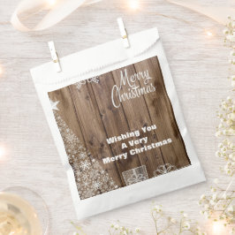 Rustiek Hout Vrolijk Kerstmis Sneeuwvlok Custom Bedankzakje