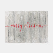 Rustiek Hout Vrolijk Kerstmis Sneeuwvlokken - Deur Deurmat (Voorkant)