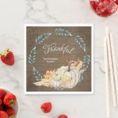 Rustiek hout w herfst bladeren n pompoen Thanksgiv Servet (Insitu)