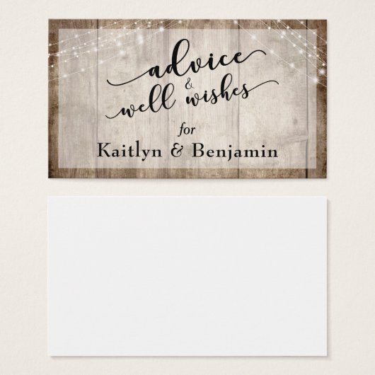 Rustiek Hout w / Lichten Advies & Well Wishes Brui Visitekaartje (Voorkant /achterkant)