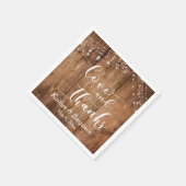 Rustiek Hout w / Witte Lichten, Liefde en Bedankt Servet (Hoek)