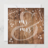 Rustiek Hout w / Witte Lichten & Sneeuwvlokken Tro Kaart (Achterkant)
