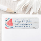 Rustiek Hout Watermeloen Waterverf Retouradres Etiket (Insitu)