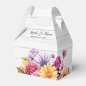 Rustiek Hout & Waterverf Bloemen Land Bruiloft Bedankdoosjes (Achterkant)