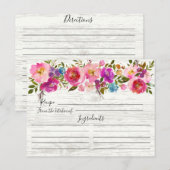 Rustiek Hout Waterverf Bloemen Recept Kaart (Voorkant / Achterkant)