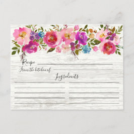 Rustiek Hout Waterverf Bloemen Recept Kaart