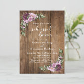 Rustiek Hout & Waterverf Bloemen repetitie diner Kaart (Staand voorkant)