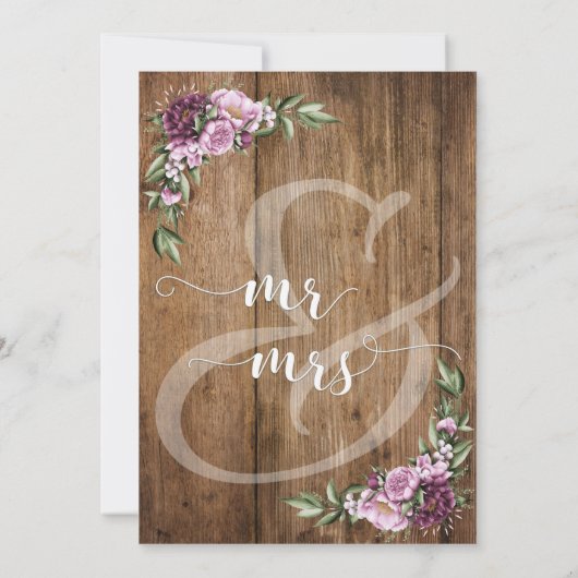 Rustiek Hout & Waterverf Bloemen repetitie diner Kaart (Achterkant)