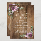 Rustiek Hout & Waterverf Bloemen repetitie diner Kaart (Voorkant / Achterkant)