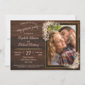 Rustiek Hout Waterverf Bloemen Sjabloon Verloving Kaart (Voorkant)