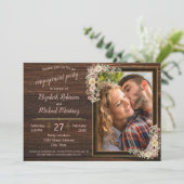 Rustiek Hout Waterverf Bloemen Sjabloon Verloving Kaart (Staand voorkant)