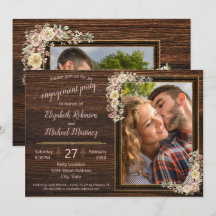 Rustiek Hout Waterverf Bloemen Sjabloon Verloving