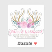 Rustiek Hout & Waterverf Bloemengewei Boho Logo Sticker (Vel)