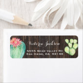 Rustiek Hout waterverf cactus adreslabel Etiket (Insitu)