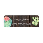 Rustiek Hout waterverf cactus adreslabel Etiket (Voorkant)