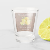 Rustiek Hout Waterverf Citroenen Huwelijk Limoncel Shot Glas (Achterkant)