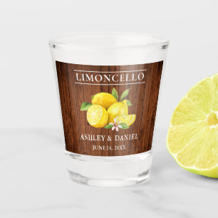 Rustiek Hout Waterverf Citroenen Huwelijk Limoncel Shot Glas