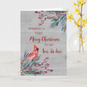 Rustiek hout Waterverf Zoon in de wet Vrolijk kers Kaart (Gele Bloem)