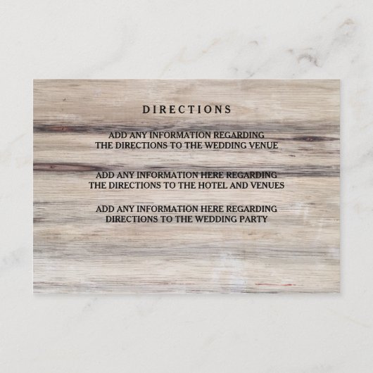 Rustiek Hout Wedding Insert Kaart (Achterkant)