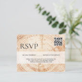 Rustiek hout Wedding website QR code rsvp Informatiekaartje (Staand voorkant)